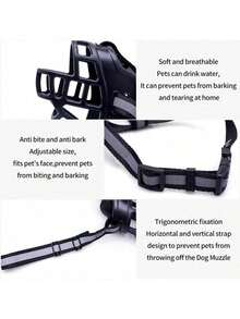 Bozal de perro duradero, detiene eficazmente el ladrido y la ingesta de basura - Adecuado para perros medianos a grandes - Anti-mordedura, anti-acoso, anti-perturbación - Precio asequible, material de alta calidad, múltiples tamaños disponibles - Protección de bozal para mascotas - Negro - Ver 6