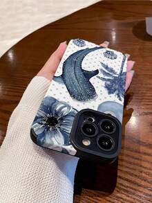 Ocean 1件装鲸鲨蓝色拼接图案仿皮纹理经典防摔软手机壳，兼容苹果16/16 Plus/16 Pro/16 Pro Max - 彩色 - 查看 4