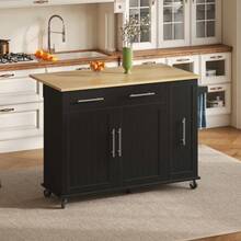 Kitchen Island With Drop-Down Front, Serving Cart With 3-Tier Pull-Out Organizer, Internal Storage Shelf, Rolling Trolley With Towel Rail And 2 Drawers For The Dining Room, White - 黑色 - 查看 10