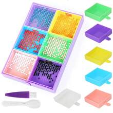 9 Pcs/Set Of Diamond Painting New Turning Drill Disk DIY Multifunctional Funnel Row Drill Dot Drill Tray Dot Drill Pen Sieve Drill Tool Set (1 Large Drill Disk + 6 Small Drill Disks + 1 Brush + 1 Small Spoon) - Multicolor - View 8