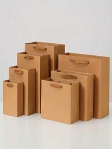 1 pieza Bolsa de regalo de papel kraft con asa de cuerda, bolsa de mercancía minorista, adecuada para exhibición y empaque de joyería, Navidad, boda, fiesta, organización de ropa, diseño de asa resistente Bolsa de empaque de regalo (Predeterminado 1 pieza-16*12*7 pulgadas) - Multicolor - Ver 6