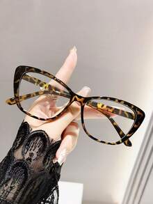 1副时尚猫眼无度数眼镜，欧式风格，适合日常生活、学习和通勤。 - 無色 - 查看 7