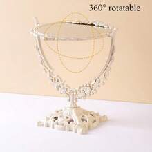 Retro Carving Desktop Mirror With Stand - Countertop Makeup Vanity Mirror For Bedroom And Bathroom - As Pic - View 3