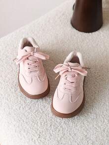 1 Pair Kids' Soft Bottom Casual Sneakers, Versatile Outdoor Training Shoes - Pink - View 3