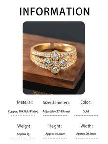 1枚时尚优雅的18K镀金/镀铂金女士戒指，采用四叶草设计，镶嵌闪亮的白色锆石，非常适合日常佩戴、约会和其他场合。 - 輕奢 - 查看 10