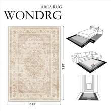 Elegant Floral Pattern Beige And Cream Vintage Design Area Rug Washable Rug Vintage Traditional Floor Cover Foldable Thin Retro Accent Indoor Non Slip Carpet Print Mat Bedroom Living Room Bathroom Home Decor Large Carpets Dining Room Rug Kitchen Rugs For Entryway - A - 查看 3