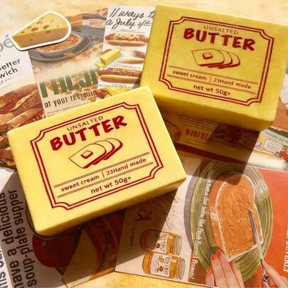 Soft & Slow Rebound Butter Cube/Bar Squeeze Toy, Stress Relief Fidget Toy, Creamy Butter Slow Rebound, Deep Dimple Kneading Gadget, Student/Office Stress Relief Squeeze Toy