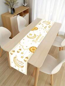 1件斋月节优雅桌旗 – 白色和金色精致月亮、星星和灯笼设计，并饰有“斋月吉祥”书法，是斋月节餐桌、家庭聚会、派对布置和节日庆典的理想装饰用品。 - 彩色 - 查看 2