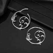 1件新款花朵造型316不锈钢圆形优雅耳坠，适用于耳垂拉伸穿孔，女士身体饰品耳环