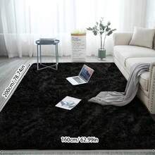 1pc Rectangular Soft & Fluffy Floor Mat, Bedroom Shaggy Carpet, Thickened Rug For Living Room, Non-Slip & Anti-Fall Large Carpet - Black - View 28