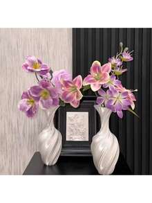 1个3D打印丝绸简约花瓶，北欧风格家居装饰礼品，适合情人节、感恩节、家庭聚会、客厅、办公室、玄关、花园、阳台和家居装饰。 - 白色 - 查看 1