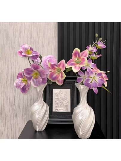 1pc 3D Printed Silk Simple Vase, Nordic Style Home Decor Gift, Suitable For Valentine's Day, Thanksgiving, Family Gathering, Living Room, Office, Flower Holder, Entryway, Garden, Balcony, And Home Decoration