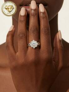 1 chiếc nhẫn đính hôn nữ, nhẫn hình quả trứng bông tuyết, 2.8g bạc sterling 925, đá Moissanite 1.5 carat, kiểu dáng dễ thương, thích hợp làm quà tặng đính hôn, cầu hôn, kỷ niệm ngày cưới, quà tặng ngày Valentine, kèm giấy chứng nhận Moissanite và hộp quà sang trọng. - Bạc - Xem 5