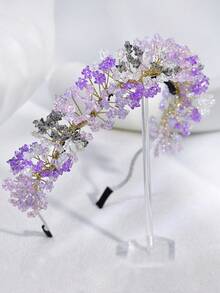 1pc Luxury Crystal Headband, Elegant 3D Headpiece Suitable For Weddings, Parties, Photography, Carnivals, Festivals, Gatherings - Multicolor - View 3