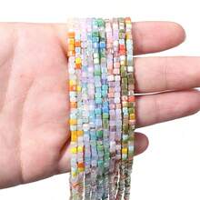 1串2.5毫米彩色方形玻璃珠隔珠散珠，适用于耳环、手链、项链等DIY饰品，170-175颗 - 170-175pcs/條 - 查看 7