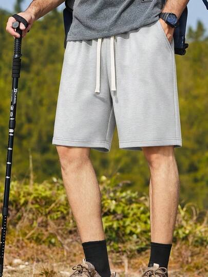 Men's Shorts With Side Pockets,Elastic Waistband With Drawing,Suitable For Outdoor,Leisure Travel,Plain And Simple,Suitable As A Gift For Husbands,Boyfriends Summer