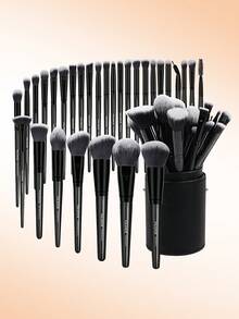MAANGE 30/49pcs Makeup Brush Set, Includes 30pcs Professional Makeup Brushes + 1pc Velvet Cosmetic Bag + 1pc Facial Cleansing Pad + 1pc Facial Cleansing Bowl, Powder Brush, Blush Brush, Concealer Brush, Contour Brush, Nose Brush, Eye Shadow Brush, Eyebrow Brush, Detail Brush, Ideal Travel Makeup Brush Set Gift For Women And Girls,Giveaways,Professional Makeup Brushes,Complete Makeup Set - Black - View 15