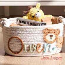 1pc Personalized Letter Handmade Basket, Party Gift Basket, Easter Gift, Party Favor, Round Rope Gift Basket - White Storage Basket - View 21