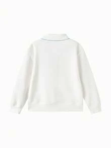 Balabala Sanrio Tween Girl Half-Zip Sweatshirt, Hello Kitty & Friends Print, Easy Wear Design, Lightweight Comfort, Spring School Style - Original White - View 2