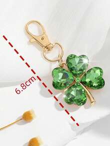 1pc Women's New Luxury Unique Four-Leaf Clover Shaped Keychain, Delicate Rhinestone Clover Lucky Friend Gift, Fashion Bag Charm - Multicolor - View 5