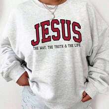 Men's Fashion Explosive Short Sleeves, Women's Winter Clothes, Christian Sweatshirt, Jesus Sweatshirt, Faith Sweatshirt - Crew Neck, Love Like Jesus Sweatshirt, Prayer Sweatshirt - New Autumn/Winter Collection: Unisex Relaxed Fit Long Sleeve Sweatshirt, Loose And Comfortable, Women's Winter Clothes, Christmas Outfit For Women - 灰色 - 查看 9