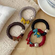 2pcs/Set Horse Year 2026 Pleated Hair Scrunchies, High-Elastic Hair Ties For Ponytail, Elegant Hair Accessories, Perfect Gift - Multicolor - View 11