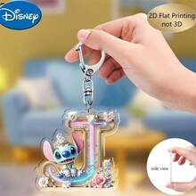 2D Printed 1pc Disney Stitch Acrylic Keychain, 26pcs English Alphabet, Featuring Stitch & Angel Cartoon Design, Cute Kawaii Bag Charm, Car Key Chain, Letter Spelling Pendant, Perfect Birthday Gift, Ideal For Disney Stitch Fans, Valentine's Day Gift, Ramadan Gift - Multicolor - View 12