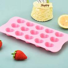1pc Pink Silicone Ice Cube Tray Mold Transparent Heart-Shaped Ice Cube Tray For Home Kitchen Ice Cube And Chocolate Mold - Pink - View 8