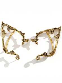 1 Pair Vintage Rose Fairy Clip-On Earrings, Lightweight And Ethereal, Perfect For Parties, Cosplay, Daily Wear, And Fairy-Themed Outfits. An Ideal Party Accessory, Bridal Wedding Earrings, And Holiday Gift. Handmade. - Multicolor - View 5