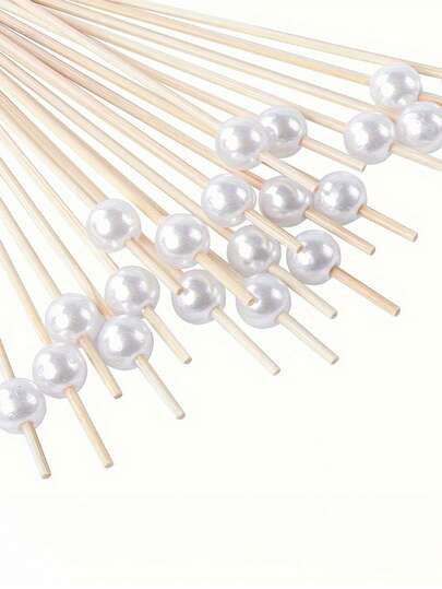 Palillos para cócteles de perla blanca, palillos para aperitivos, palillos para snacks, palillos para frutas, palillos para decoración de fiestas, adecuados para fiestas de cumpleaños, bodas, barbacoas, campamentos, fiestas de cócteles