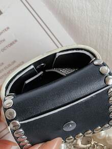 1pc Silver Mini Coin Purse With Pearl Chain Decor & Rhinestone Spring/Summer For Women Money Wallet Mini Wallet Purse Wallet Small Wallet Wristlet Wallet Coin Wallet - Multicolor - View 5