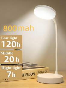 1pc LED Desk Lamp, USB Powered, 3 Dimming Levels, 3 Color Modes, Eye-Caring, 360° Rotation, Suitable For Study Room, Bedroom, Living Room, Office, Learning Or Reading, Office Supplies - White - View 7