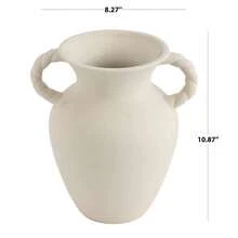 Elegant Ceramic Tabletop Vase Featuring A Twisted Rope Handle, Standing Tall At 10.87 Inches - Multicolor - View 3
