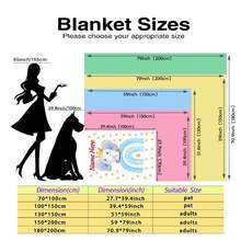 1pc Customizable Rainbow Animal Theme Blanket, White Base With Light Blue Accents, Soft And Washable Polyester Fabric, Suitable For All Seasons And Occasions, Modern Digital Printed Multipurpose Throw Blanket For Sofa, Bed, Car, Tea Room, Bedroom, Bathroom, Living Room, Dining Room, Office, Etc. - Multicolor - View 6