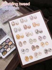 Sparkling Tweed 9-Color Nail Glitter Set, Shimmering Silver Golden Purple Multi-Color Palette For DIY Manicure, Cute Nail Art For Party & Special Occasion, Gift For Nail Lovers, Home Salon Nail Kit - 彩色 - 查看 7