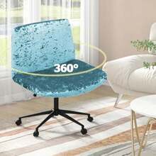 Armless Criss Cross Office Desk Chair Cover Stertch Vanity Desk Chair Slipcovers Cross Legged Wide Chair Covers Accent Mid Back Wide Seat Swivel Task Chair Protector Emerald Green Variant 5 - Emerald Green - 查看 3