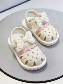 儿童珍珠爱心凉鞋，女童韩版时尚软底凉鞋 - 白色 - 查看 2