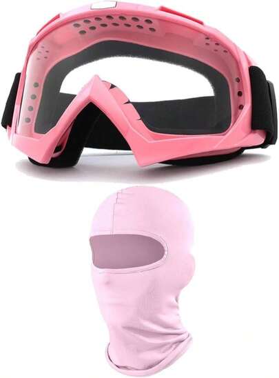 Immoono Motorcycle Goggles With Face Mask, Windproof Dirt Bike Racing Ski Goggles Protective Safety Glasses With Balaclava