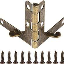 Bisagras de Resorte para Joyera, 20 Piezas, Soporte en ngulo 90, Color Dorado y Bronce, Hierro, 3 x 3.3 cm, con Tornillos, para Cajas de Reloj y Joyeros - bronce - Ver 2