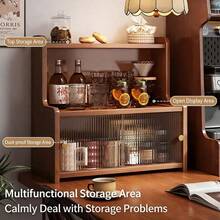 1个竹制彩色桌面收纳柜，面包柜，防尘架，可放置杯子、茶具、咖啡杯，适用于客厅、餐厅、厨房，现代风格，大容量，承重力强，适合家庭、书房使用，多层竹木架，珠宝展示架，手工艺品展示架，DIY珠子展示架
