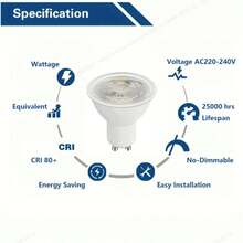 1/6/12 GU10 LED Light Bulbs 7W, 3000K~600K, AC220V - 240V, Standard GU10 LED Light Bulb, Perfect For Home Lighting Bulb, Chandelier And Office - White - View 2