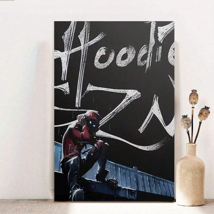 Framed A Boogie Wit Da Hoodie Poster - Urban Hip-Hop Wall Decor With Hooks, Red & Black Graffiti Canvas Art Print - Ready-To-Hang Music Artist Decoration For Bedroom, Living Room, Office - Perfect Gift For Hip-Hop Fans, Bedroom Artwork, Durable Frame, Modern Decorators - Đã đóng khung - Xem 1