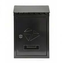 Buzon Correo para Exterior con Tapa Antilluvia, Buzon Cartas Metálico para Anclaje en Pared Fachada, Medidas 300x217x70 mm, Buzon Individual con Cerradura de Llave para Cartes y Sobres, Color Negro, Blanco, Gris - Negro - Ver 9