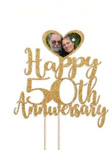 Customizable Happy Anniversary Photo Cake Topper - Personalized Cake Decoration For Any Year - Multicolor - View 7