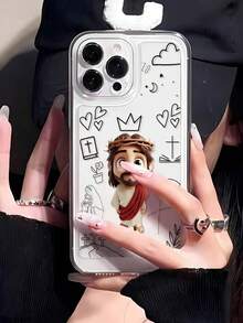 1pc Minimalist Jesus Heart Cross Cloud Line Design Transparent TPU Shockproof Phone Case, Suitable As Holiday Gift For Boyfriend/Girlfriend, Compatible With IPhone XS/XS Max/XR/11/12/13/14/14 Plus/15/15 Plus/16/16 Plus/17/7/8 Plus - Multicolor - View 2