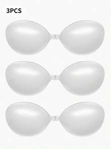 3/2/1 件装女士无肩带硅胶隐形文胸，适合吊带连衣裙和婚纱，提供夏季支撑和提拉效果，轻盈隐形。 - 無色 - 查看 7