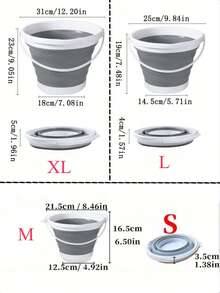 1个/3个装便携式折叠水桶，塑料硅胶洗车桶，户外大容量钓鱼桶，旅行洗车桶，宿舍水桶，家用储物桶，适用于浴室、厨房、宿舍、户外活动、徒步旅行、露营、洗车、花园，创意生日/母亲节礼物 - 灰色 - 查看 10