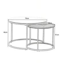 Et Of 2 Nesting Round End Side Coffee Tables With Glass And Rattan Top - Black - View 11