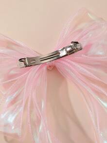 1个女士优雅蝴蝶结发夹，水钻网状装饰，高品质弹簧夹，适合情人节、派对、婚礼等场合 - 彩色 - 查看 5