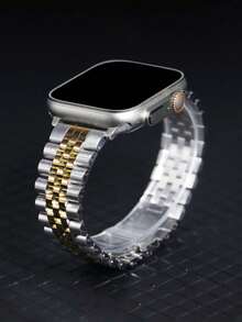 1条时尚银色和金色金属表带，兼容 Series 11/10/9/8/7/6/5/4/3/2/1 SE Ultra，配备便捷快拆不锈钢表带及拆卸工具，适用于44mm、38mm、40mm、41mm、42mm、45mm、46mm、49mm表盘尺寸。 - 銀間金色 - 查看 8